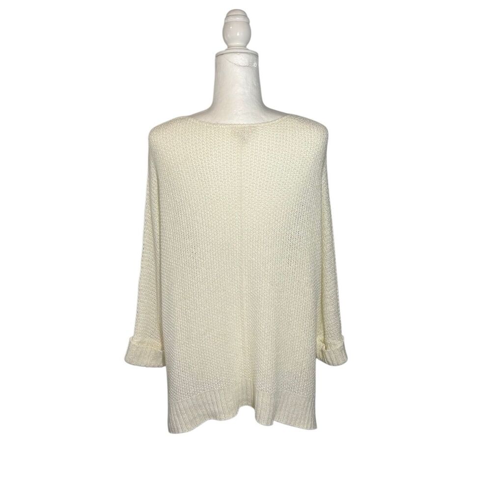 Anthropologie ee:some ivory oversized open knit v-neck sweater with dolman sleev - Picture 4 of 6